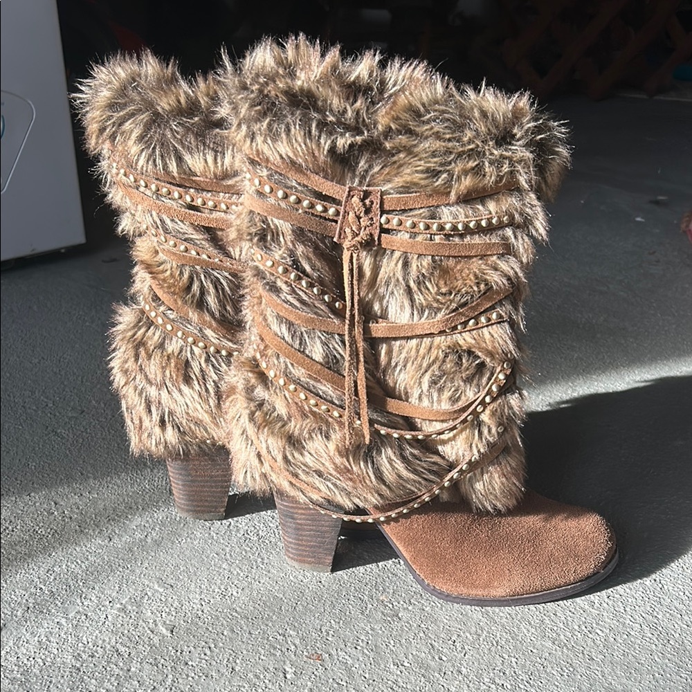 Faux Fur Brown Boots
